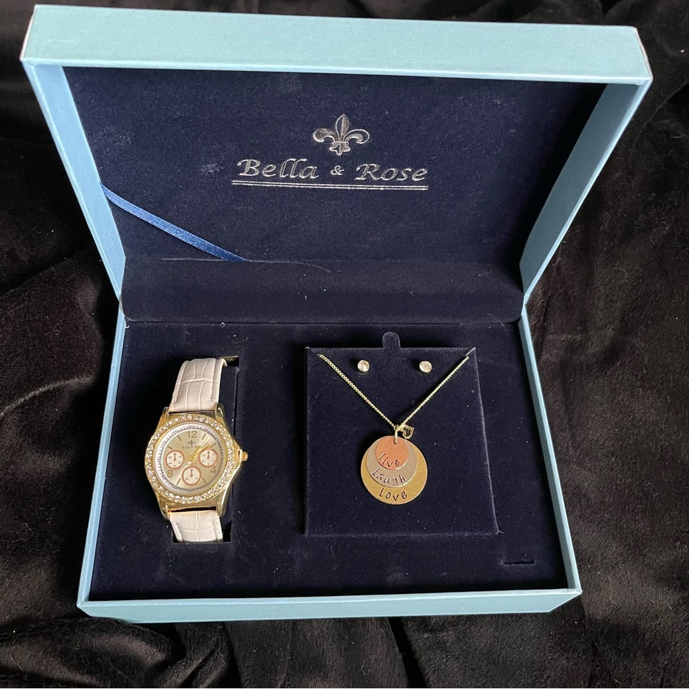 Bella & Rose Watch, Necklace & Earrings Set